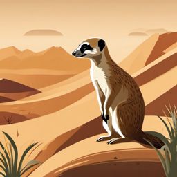 Meerkat clipart - Small, social mongoose in arid regions, ,vector color clipart,minimal