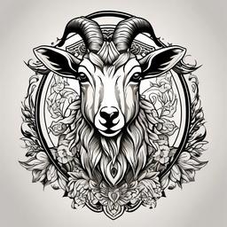 Traditional Goat Tattoo - A classic and timeless tattoo featuring a traditional goat design.  simple color tattoo design,white background