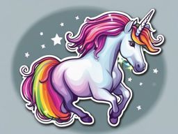 Magical Unicorn sticker- Rainbow Mane Whimsy, , color sticker vector art