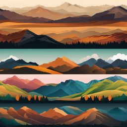 Mountain Ridges Panorama clipart - Panoramic view of rugged ridges, ,vector color clipart,minimal