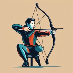 Archery Bow Draw Clipart - An archer drawing the bowstring for a shot.  color vector clipart, minimal style