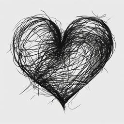 drawing of broken heart  minimal rough scribbles,doodles,black and white