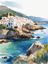 enigmatic cadaqués coastline - sketch the enigmatic coastline of cadaqués, with hidden coves, crystal-clear waters, and a coastal village. 