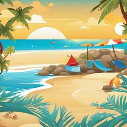 Beach background - cartoon beach wallpaper  