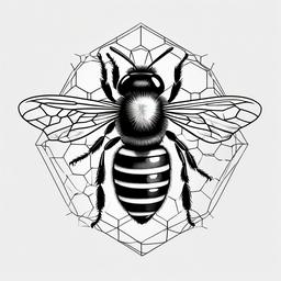 Honey Bee and Honeycomb Tattoo - Combine the symbolism of bees and honeycombs in a tattoo, representing the interconnectedness and harmony of nature.  simple tattoo,minimalist,white background