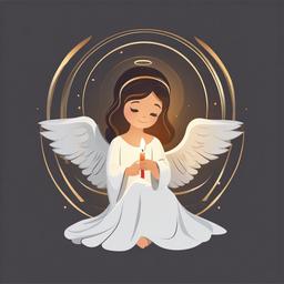 Angel clipart - angel holding a candle in the dark  color,minimalist,vector clipart