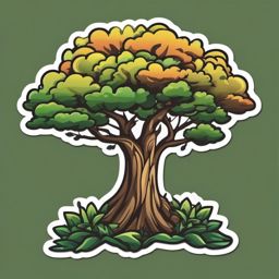 Tree Emoji Sticker - Nature's serenity, , sticker vector art, minimalist design