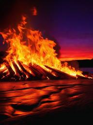 Fire Wallpaper - Roaring fire in deep, vivid colors  sunset background