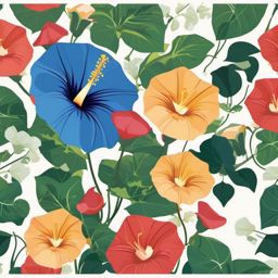 Morning Glory Sticker - Greet the day with the vibrant and trumpet-shaped blooms of morning glories, , sticker vector art, minimalist design