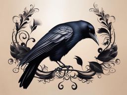 elegant crow tattoo design, capturing the intelligence and mystique of these birds. 