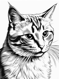 cat coloring pages - a cat chases a feather toy with playful enthusiasm. 