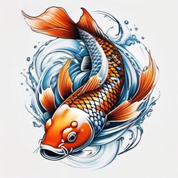 Avatar Koi Fish Tattoo,a tattoo inspired by the legendary Avatar koi fish, signifying transformation and power. , tattoo design, white clean background