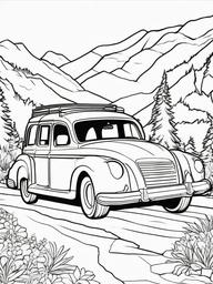 Family Car Coloring Pages - Family Adventures in a Comfortable Car  minimal black outline printable sheet, coloring page