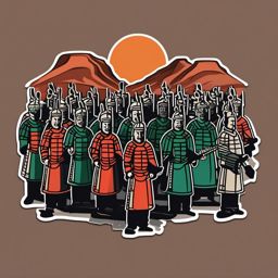 Xi'an Terracotta Army sticker- Ancient army of terracotta soldiers in China, , sticker vector art, minimalist design