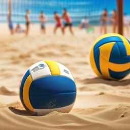 Beachside sand volleyball games close shot perspective view, photo realistic background, hyper detail, high resolution