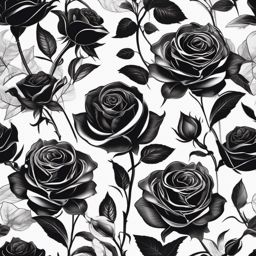 Dark roses bloom, leaving a deathly fragrance mark in the tattoo.  black and white tattoo style