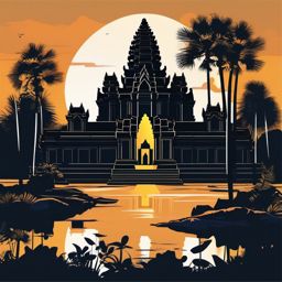 Angkor Thom sticker- Ancient city and temple complex in Cambodia, , sticker vector art, minimalist design