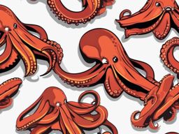 Octopus Sticker - A clever octopus with its arms in motion, ,vector color sticker art,minimal