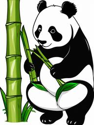 Panda clipart - panda munching on bamboo  clipart