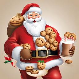 Santa clipart - Santa with cookies and milk  