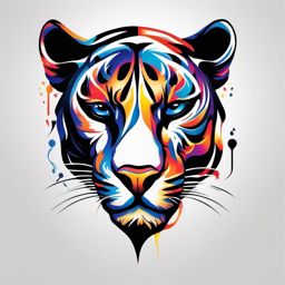 Abstract panther pulse tattoo. Rhythm of the untamed.  color tattoo, white background