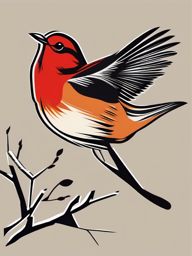 Robin clipart - Small bird with a distinctive red breast taking flight, ,color clipart vector style