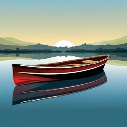 Boat clipart - boat reflected in calm lake waters  