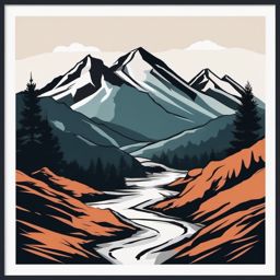 Mountain Clipart - A rugged mountain landscape.  color clipart, minimalist, vector art, 