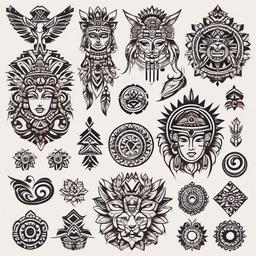 small aztec tattoos for females  simple vector color tattoo