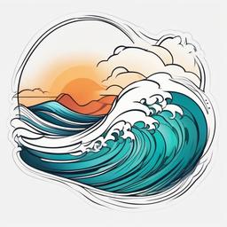 Cute Wave Tattoo - Infuse charm and personality with a cute and creatively designed wave tattoo.  simple vector color tattoo,minimal,white background