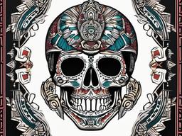 aztec skeleton tattoos  simple vector color tattoo