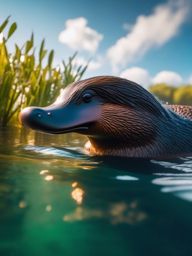 Cute Platypus Swimming in a Hidden Waterway 8k, cinematic, vivid colors