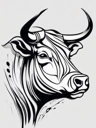 Abstract bull in water tattoo. Fluidity in power.  minimalist black white tattoo style