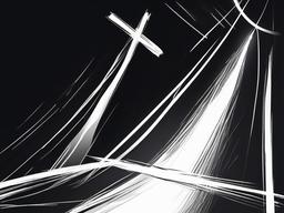 drawing of a cross with a beam of light  minimal rough sketch scribbles,doodles,black and white