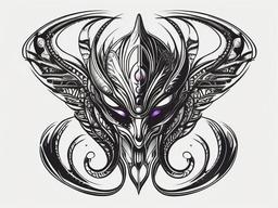 Alien Design Tattoo - Artistic expression through carefully designed alien ink.  simple color tattoo,vector style,white background