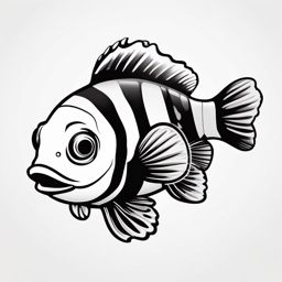 Clownfish Tattoo,a charming tattoo featuring the endearing clownfish, symbol of courage and resilience. , tattoo design, white clean background