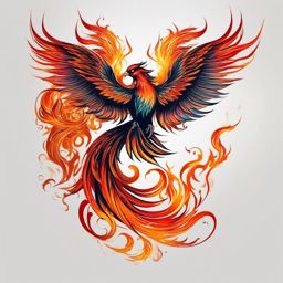 fire phoenix tattoo  simple color tattoo style,white background