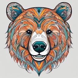 fine line bear tattoo  simple vector color tattoo