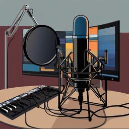 Microphone clipart - microphone in a podcasting setup  