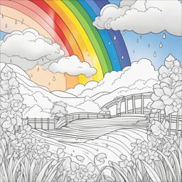 rainbow coloring pages - a double rainbow appears after a gentle rain shower. 