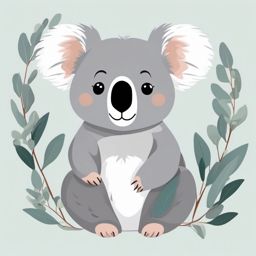 Cute Koala in a Eucalyptus Grove  clipart, simple