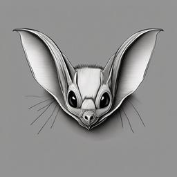 drawing of a long-eared bat  minimal rough sketch scribbles,doodles,black and white