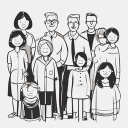 simple drawing of family members  minimal rough sketch scribbles,doodles,black and white