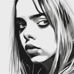 sketch of billie eilish  minimal rough sketch scribbles,doodles,black and white