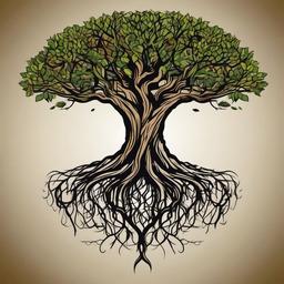 tattoo of tree roots  simple vector color tattoo