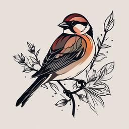 sparrow memorial tattoos  minimalist color tattoo, vector