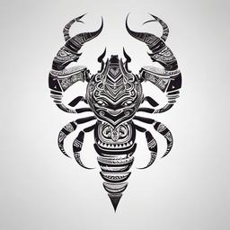 Tribal Scorpion - Explore the fusion of tribal art and scorpion symbolism in a distinctive and visually striking tattoo.  simple vector color tattoo,minimal,white background