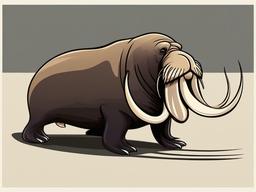 Walrus Cartoon - Cartoon of walrus with long tusks  