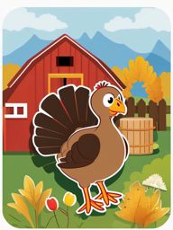 Turkling clipart - Baby turkey exploring the barn, ,vector color clipart,minimal