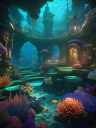 Mermaid Lagoon - An underwater mermaid lagoon with coral palaces and merfolk detailed matte painting, deep color, fantastical, intricate detail, splash screen, complementary colors, fantasy concept art, 8k resolution trending on artstation unreal engine 5